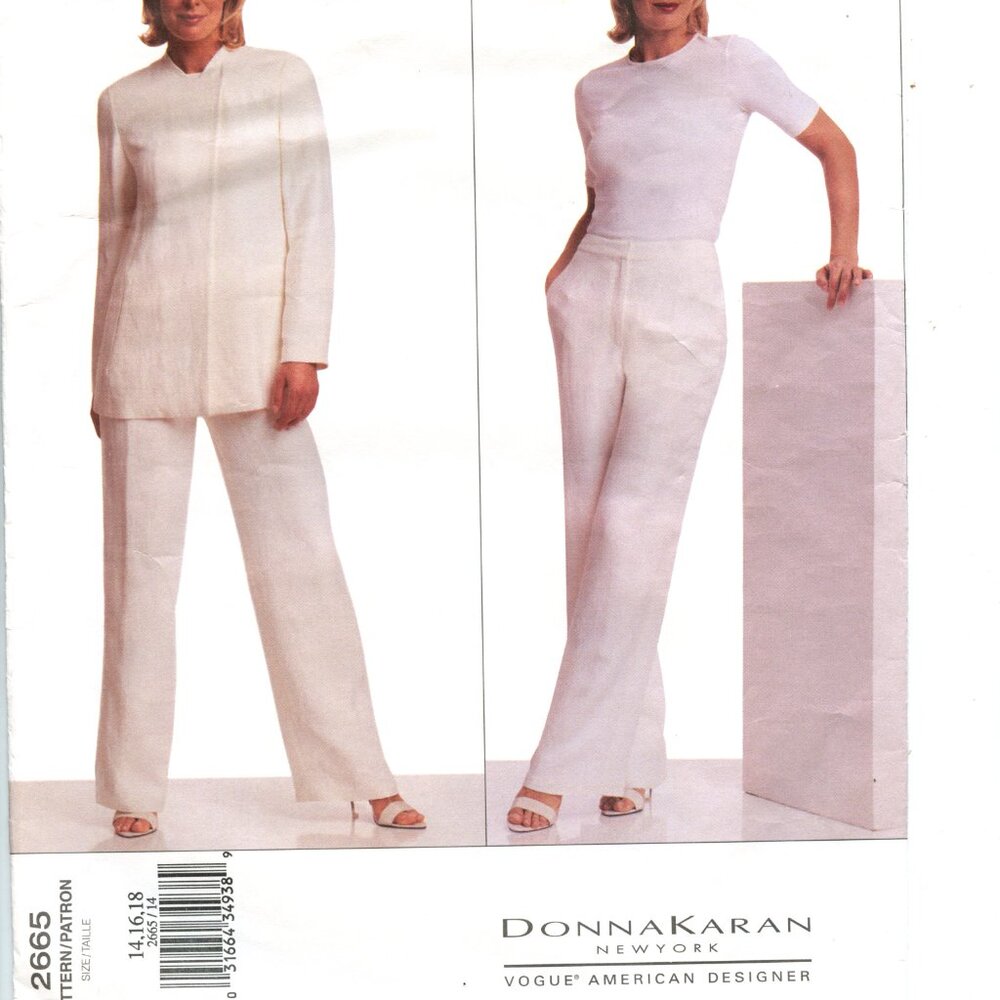 Donna Karan Vogue 2665 Sewing Pattern For Misses Jacket & Pants Sizes 14-16-18 - Picture 5 of 8